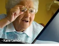 old lady at computer