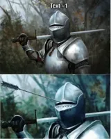 Knight with arrow in helmet