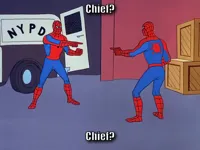 Spider man pointing