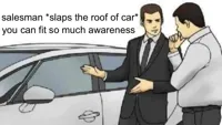 Car Salesman Slaps Roof Of Car