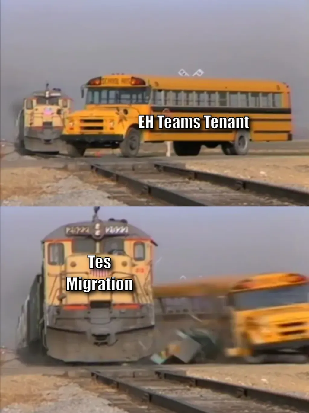 train crashes bus