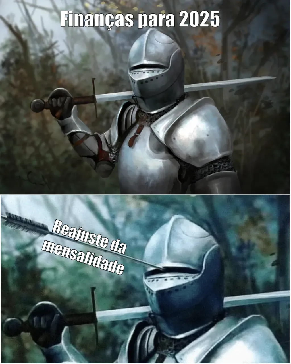 Knight with arrow in helmet