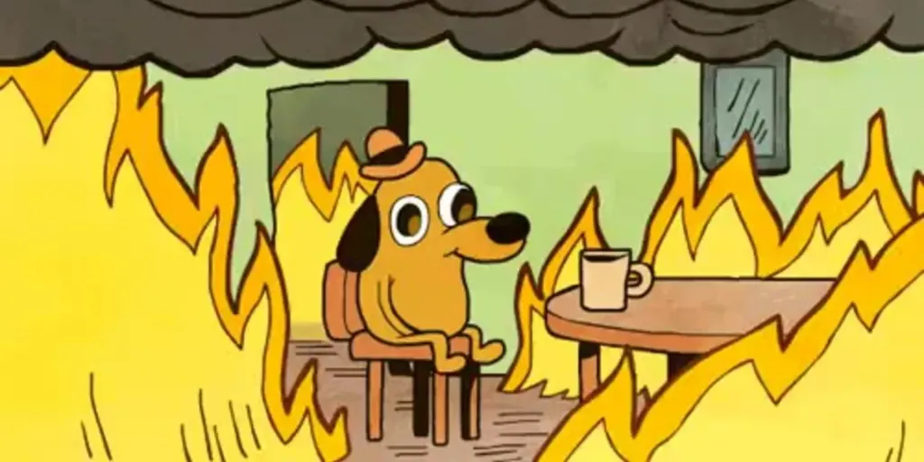 House on fire dog