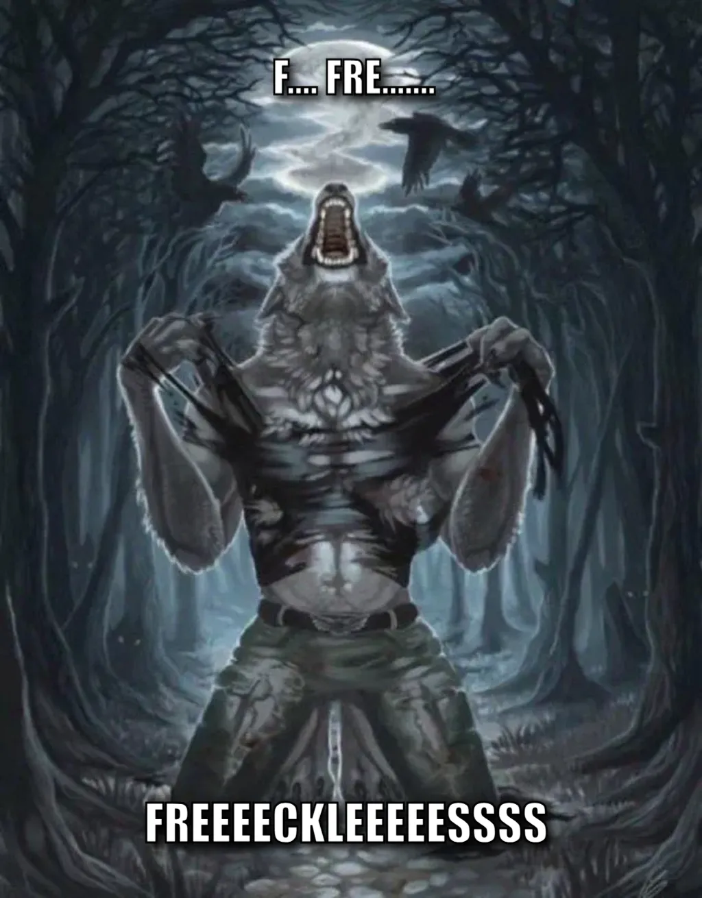 wolf ripping shirt