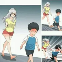 Anime boy running